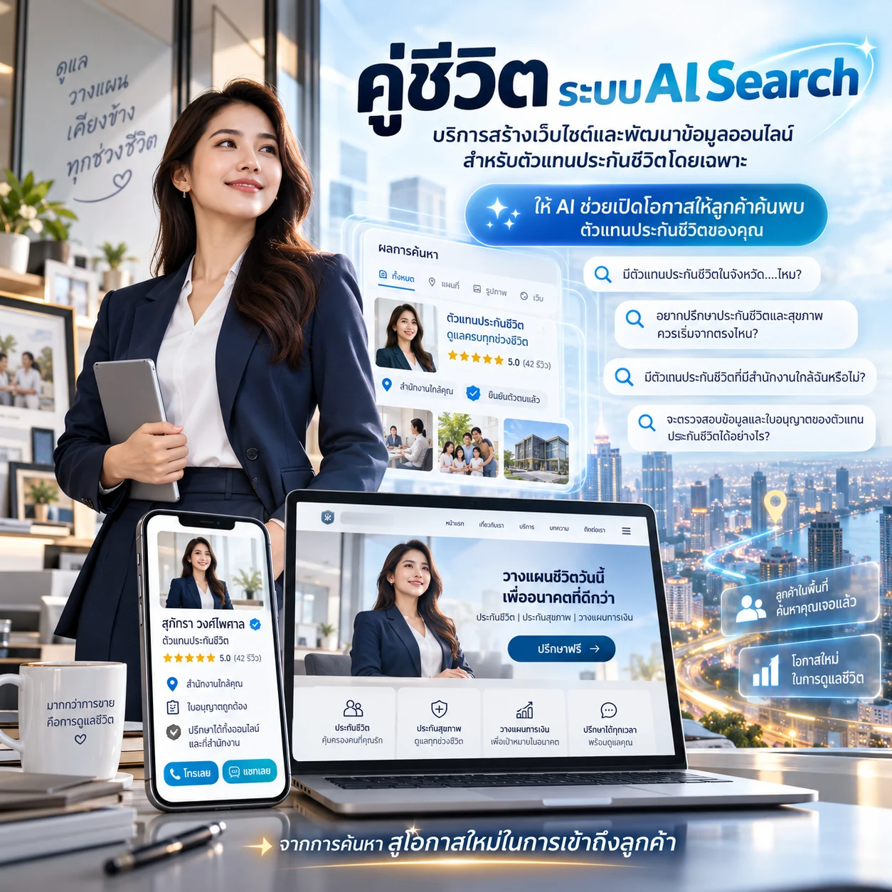 ภาพจำลองเว็บไซต์ส่วนตัวสำหรับตัวแทนประกันชีวิต