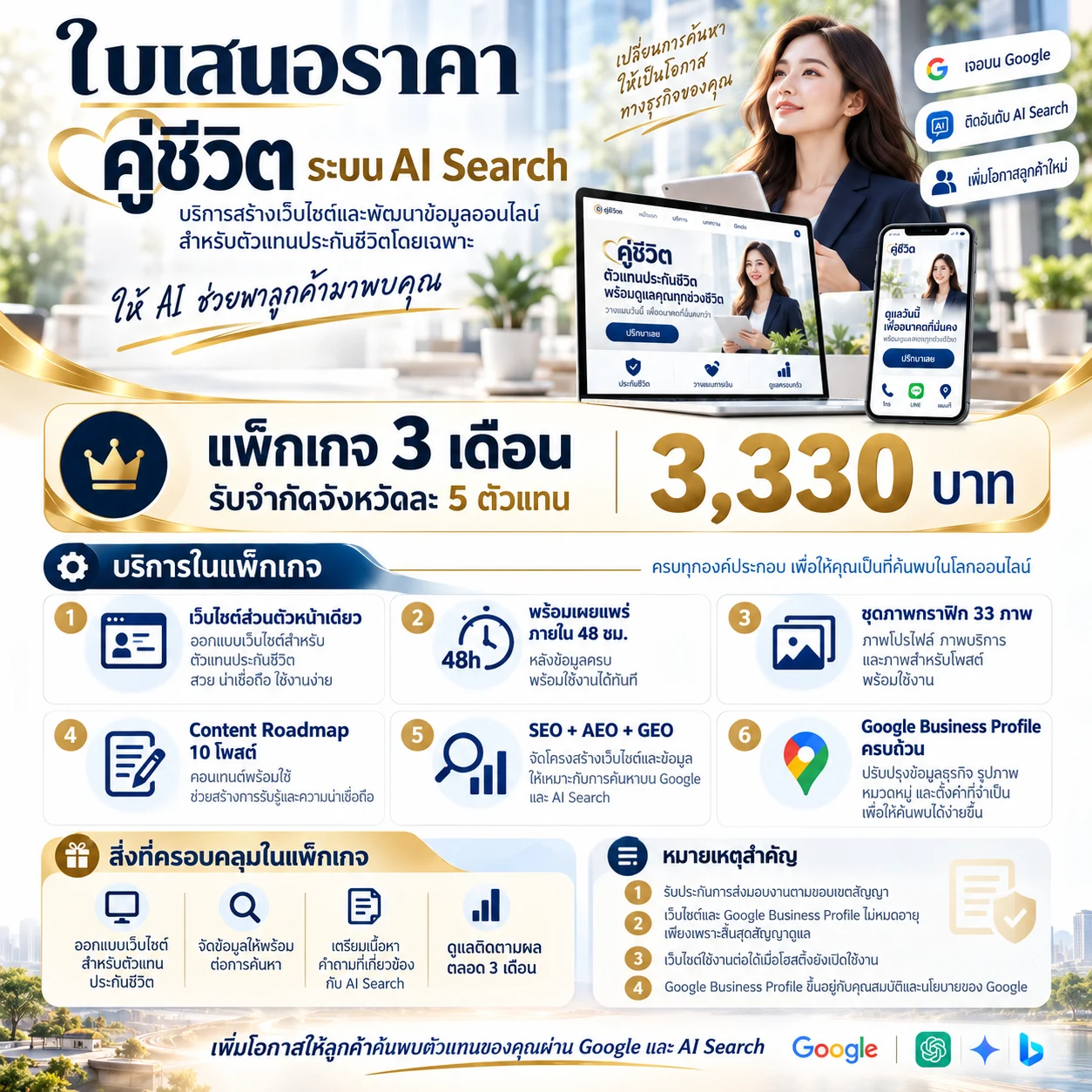 ใบเสนอราคา แพ็กเกจ 3 เดือน 3,330 บาท